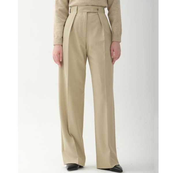 JUN BY JUN K タック 無地 フルレングス ピンタック パンツ [マルチ